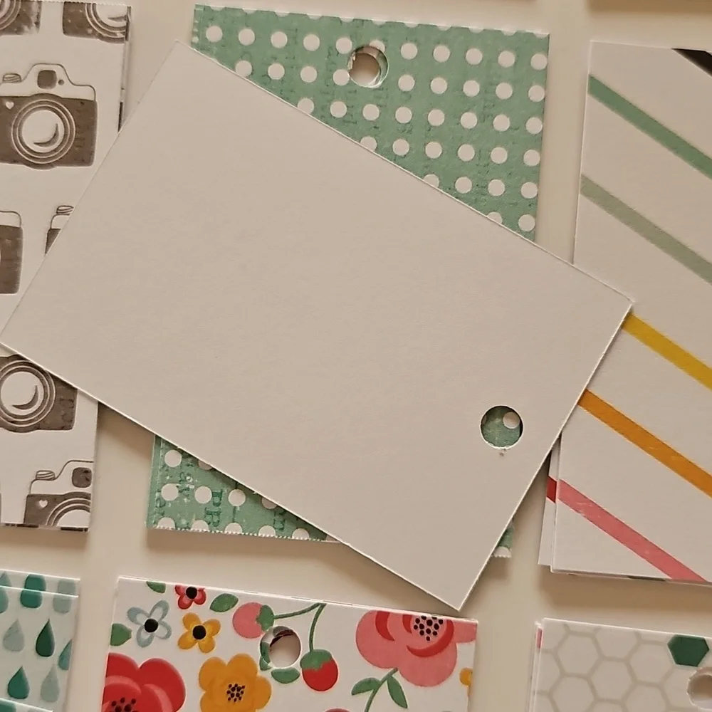 60 Colorful Spring Theme Blank Back Hand Cut Cardstock Gift Tag Set